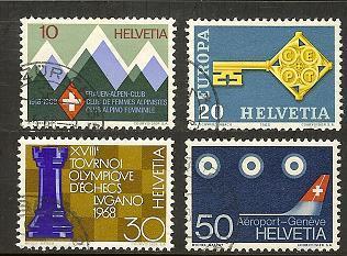 SWITZERLAND 1968 Used Stamp(s) Mixed Issue 870-873 #3769 - Used Stamps