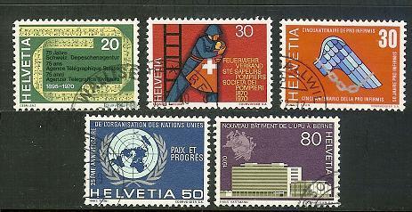 SWITZERLAND1970 Used Stamp(s) Mixed Issue 918-922 #3780 - Used Stamps