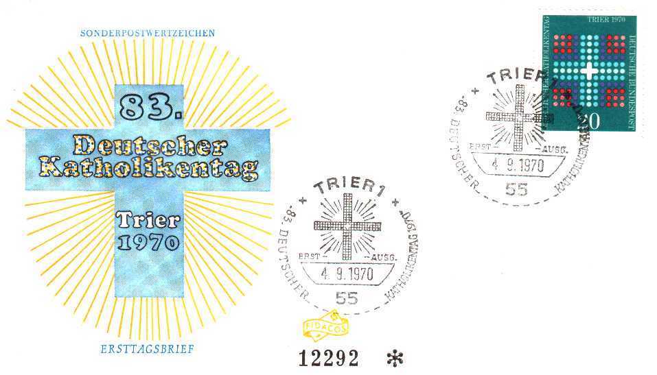 Fdc Religions >  Divers Allemagne 1970 Bleu 83° Journées Des Catholiques Allemands - Autres & Non Classés