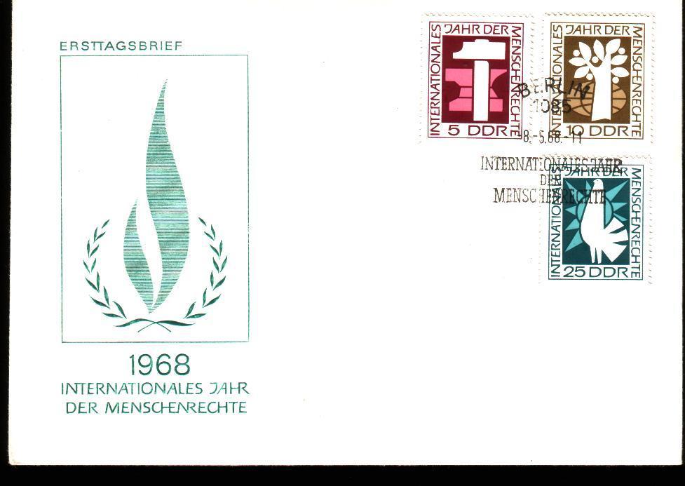 Fdc Organisations > Organisations Internationales  Allemagne 1968 Colombe Marteau Enclume Arbre Globe - Other & Unclassified