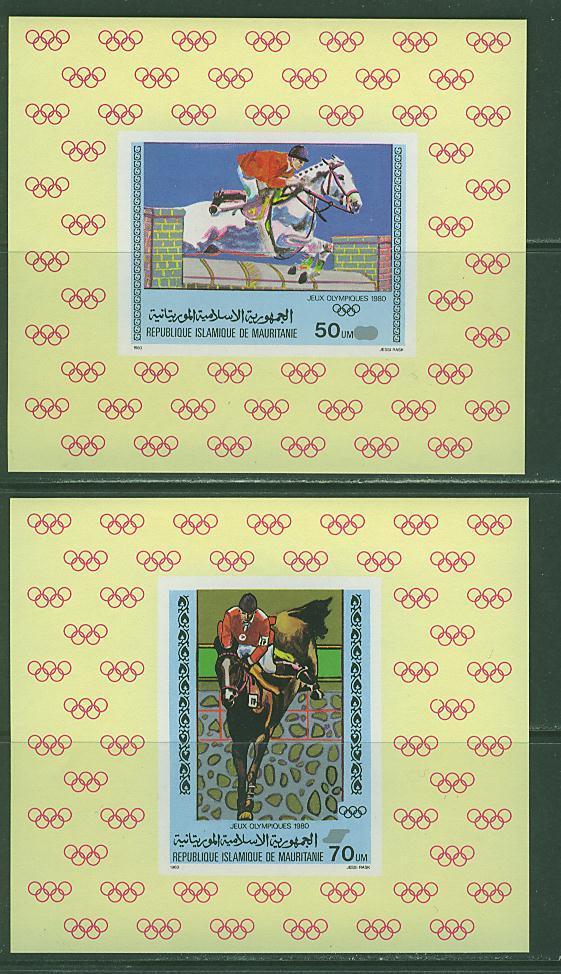 A580N0070 Hippisme Feuillet De Luxe Mauritanie 1980 Neuf ** Jeux Olympiques Moscou - Ippica