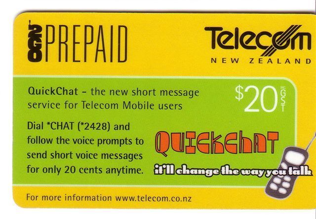 NZ - New Zealand - Old Issue Telecom Prepaid Card - Prepay - Prepaye - GSM - Recharge - Pre Paid - Prepaids - Quickchat - Nieuw-Zeeland