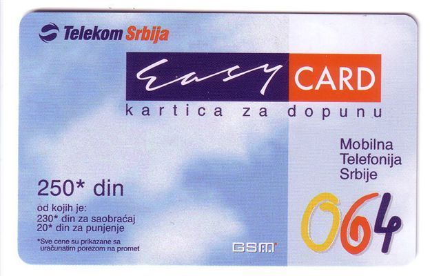 SERBIA ( Ex Yugoslavia ) - Srbija - Prepaid ( Prepayee ) Card Easy Card 250 - Yugoslavia