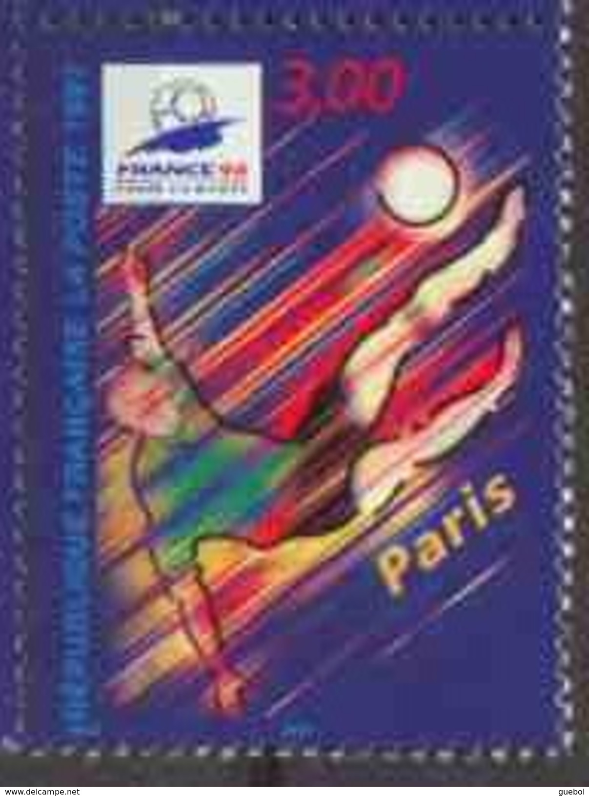 France Coupe Du Monde N° 3077 A ** CM à PARIS - Timbre Du Bloc Football. Action De Jeu, Joueur - 1998 – Frankreich