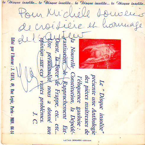 LES GAULOIS PARLENT  AUX GAULOIS ° AVEC AUTOGRAPHE SUR VINYL 45 TOURS - Autogramme