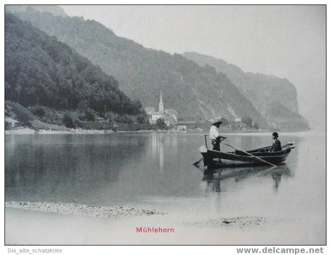 MÜHLEHORN  >> BOOTS - SZENE AM SEE   >> AK  + --  1898  * * *  HX267 - Mühlehorn