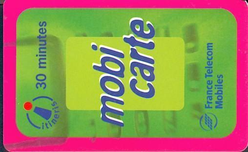 MOBICARTE 30 MIN ROSE  ETAT COURANT SANS CADRE BARRE SUR CODE 04/98 12/2001 - Cellphone Cards (refills)
