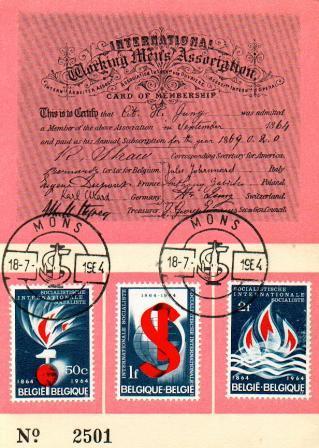 A0011 - Carte Souvenir Rose Du Centenaire De L'internationale Socialiste Fondée à Londre Le 28-09-1864 -18-07-1964 - 1961-1970