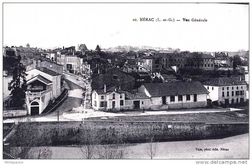 Cpa Nerac (47, Lot Et Garonne) Vue Générale . Petite Animation. - Nerac