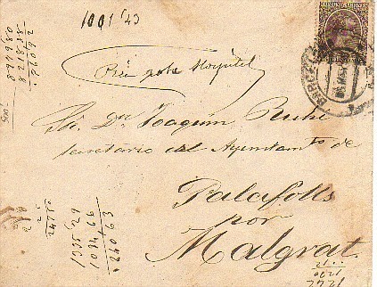 Carta Barcelona 1898. Alfonso XIII - Storia Postale