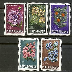 ROMANIA 1974  CTO Stamps Flowers 5 Values Only  #485 - Other & Unclassified