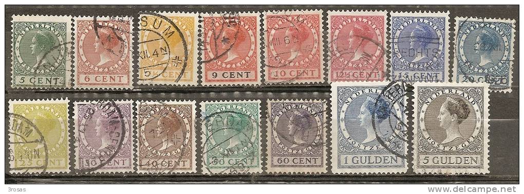 Pays-Bas Netherlands 1924 Wilhelmina Veth Sans Filigrane No Watermark Obl - Used Stamps