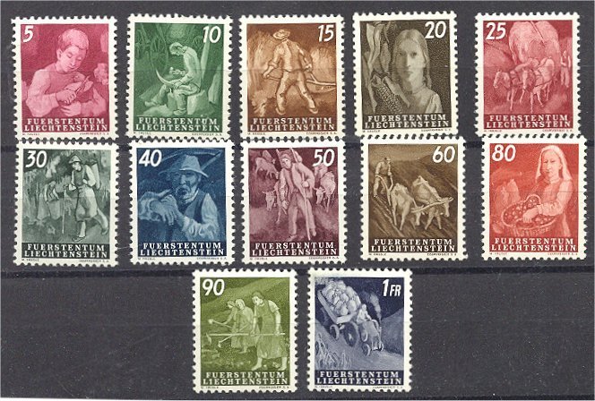LIECHTENSTEIN "LIECHTENSTEIN AT LABOR", SUPERB SET DEFINITIVES FROM 1951 NEVER HINGED **! - Unused Stamps