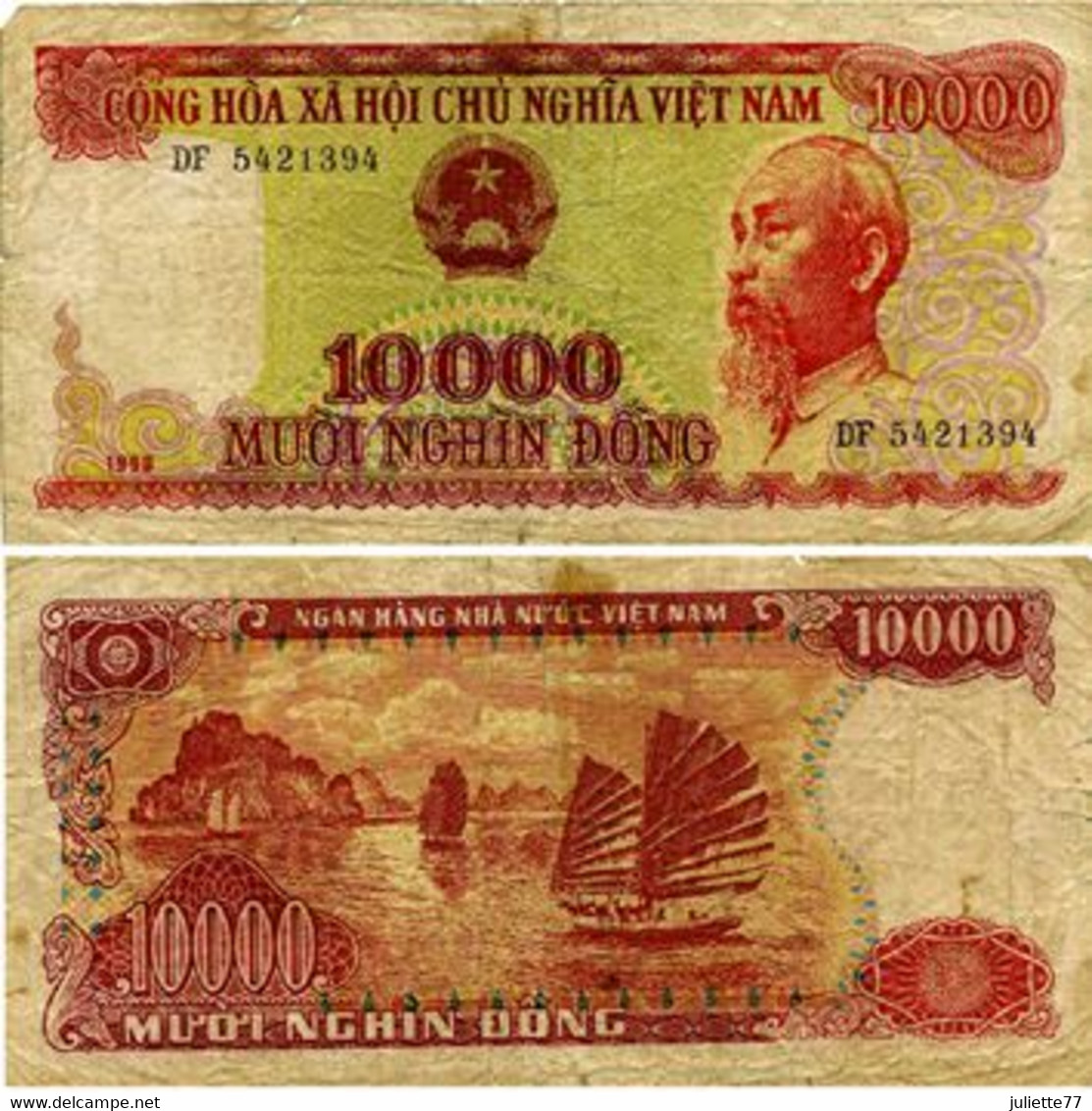 Billets - VIET-NAM, LOT DE 8 BILLETS de 200, 1000, 2000 et 10000 DONG