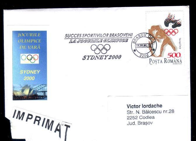 Romania Special Cover With Summer Olympic Games Sydney 2000,very Rare Cancell . - Summer 2000: Sydney