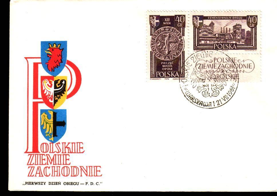 Fdc Sciences >  Divers  Pologne 1961 Territoire De L´ Ouest Sceau Et Usine De Cémentation Odra à Opole - Other & Unclassified