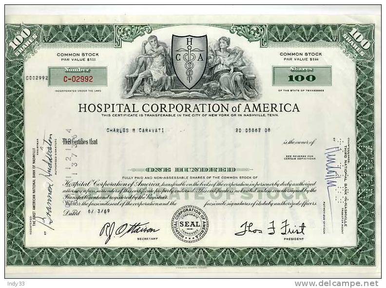 AMERICAN CERTIFICATE - HOSPITAL CORPORATION Of AMERICA - Industrie