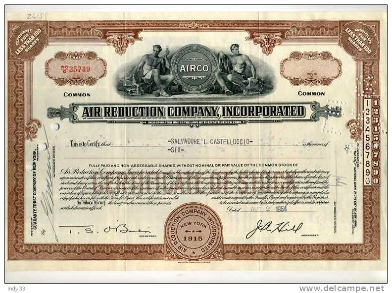 AMERICAN CERTIFICATE -  AIR REDUCTION COMPANY INCORPORATED - Industrial