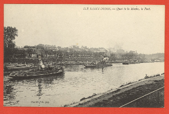 93 L ´ ILE SAINT DENIS Cpa Avec Bateaux Quai De La Marne Le Port    Edit Pharisa - L'Ile Saint Denis