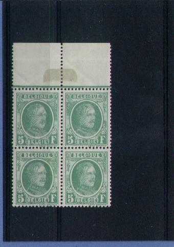 209 **  Houyoux 5 Fr !!  In Blok Van 4 (postfris) (cote 540 Euro) (à 30%) Rare In Blok Van 4 !! (M456) - 1922-1927 Houyoux