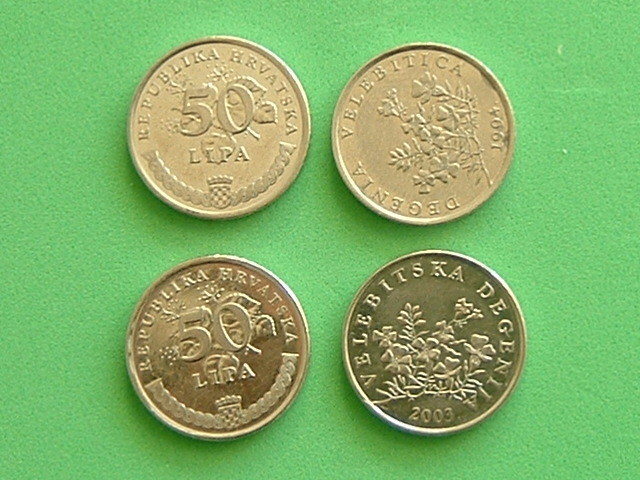 CROATIA 50 Lipa 1994 ERROR Rotaded Revers - Kroatië