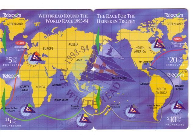 New Zealand  - Sail - Sailing - Match Race -Whitbread Round The World Race - Puzzles - PUZZLE 4.cards Heineken T. - Nieuw-Zeeland