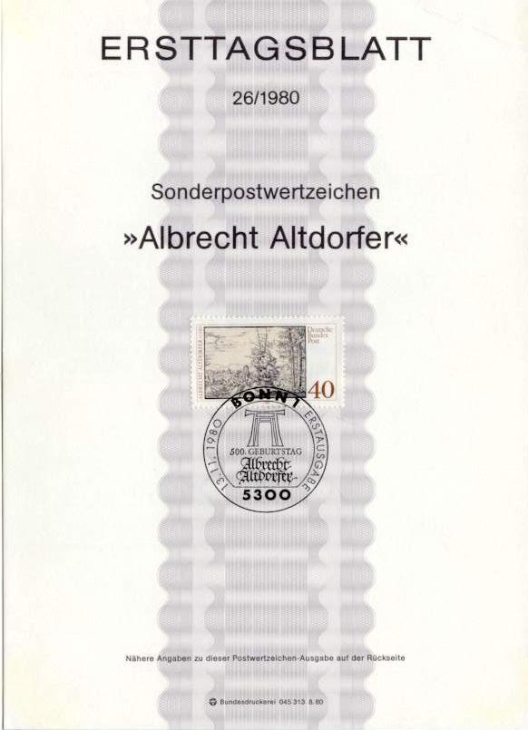 ALLEMAGNE RFA FDC Premier Jour ETB Carte Albrecht Altdorfer - Autres & Non Classés