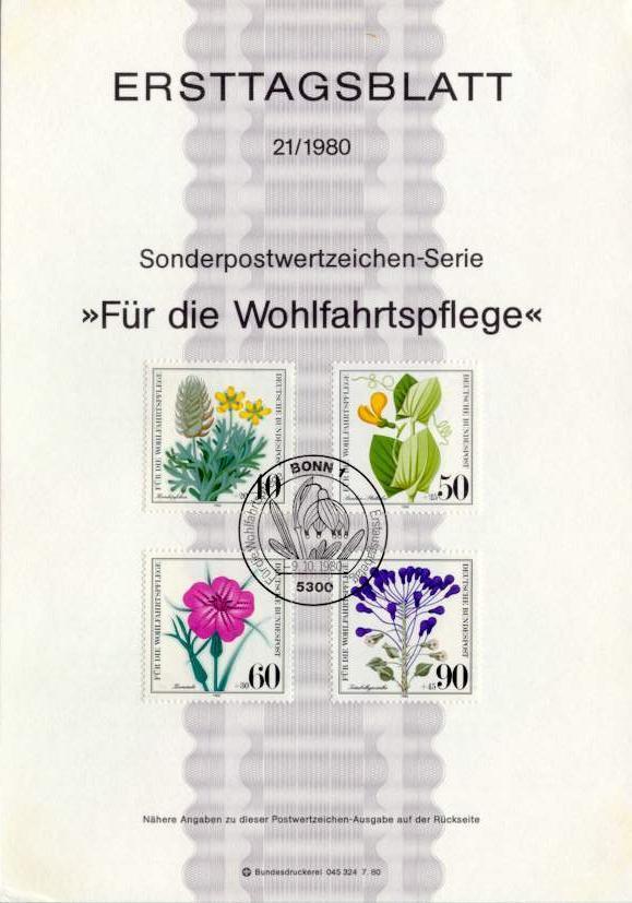 ALLEMAGNE RFA FDC Premier Jour ETB Carte FLEUR FLOWER BLUME - Andere & Zonder Classificatie