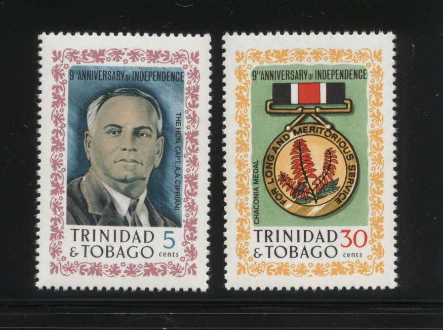 TRINIDAD & TOBAGO 1971 9TH ANNIV OF INDEPENDENCE SET OF 2 NHM - Trindad & Tobago (1962-...)