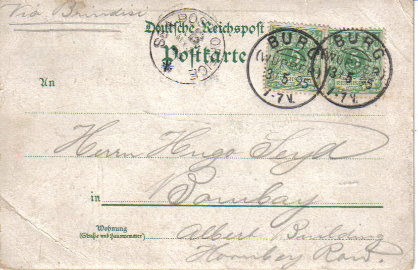 BURG A D Wupper - Précurseur 1895 !!! - Sea Post Office - Solingen