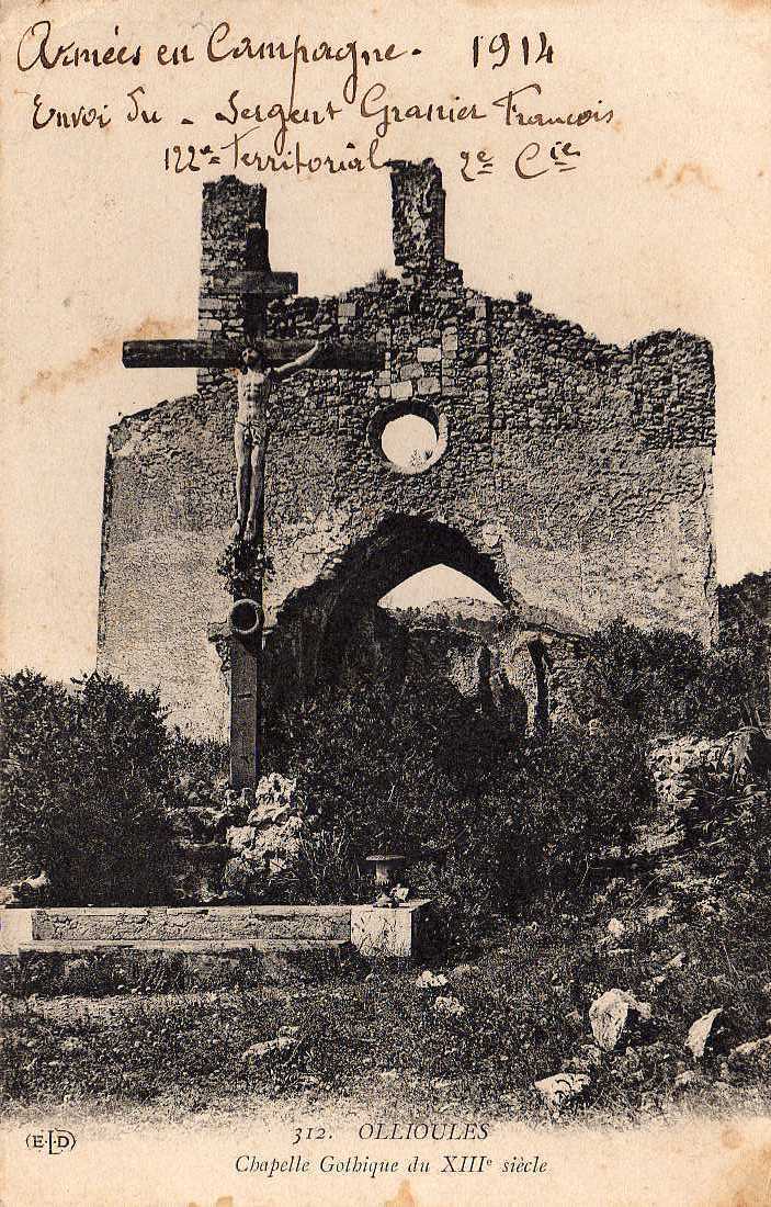 83 OLLIOULES Chapelle Gothique, XIIIème, Ed ELD 312, 1914 - Ollioules
