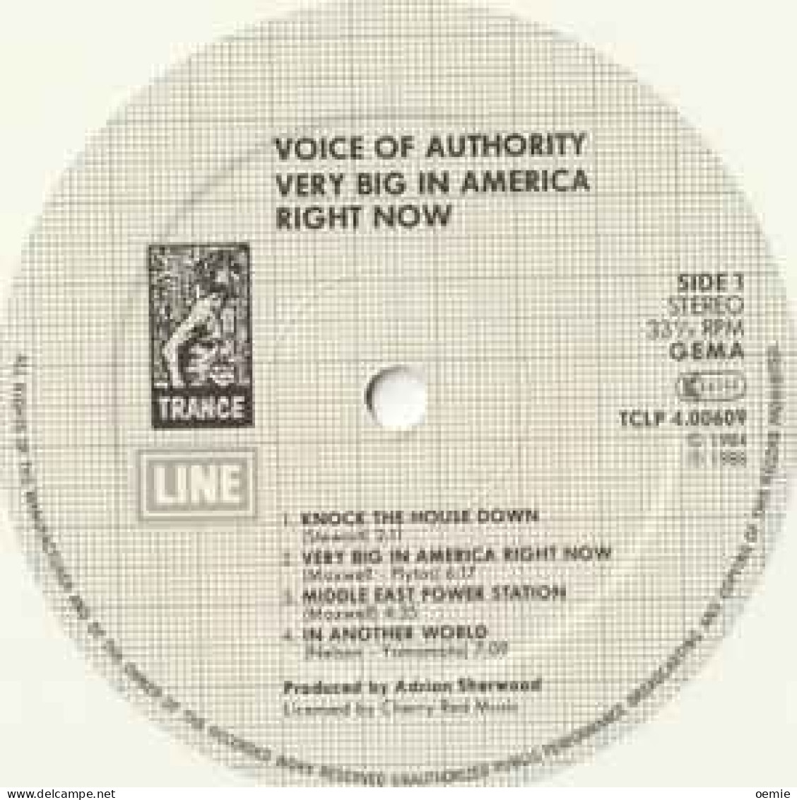 VOICE OF AUTHORITY  °°  VERY BIG IN AMERICA  DISQUE BLANC - Country Et Folk