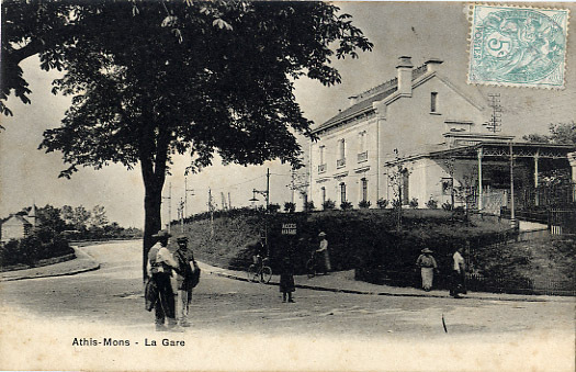 91 - ESSONNE - ATHIS MONS - LA GARE Vue Extérieure - VELO - CARTE ANIMEE Postée En 1906 - Athis Mons
