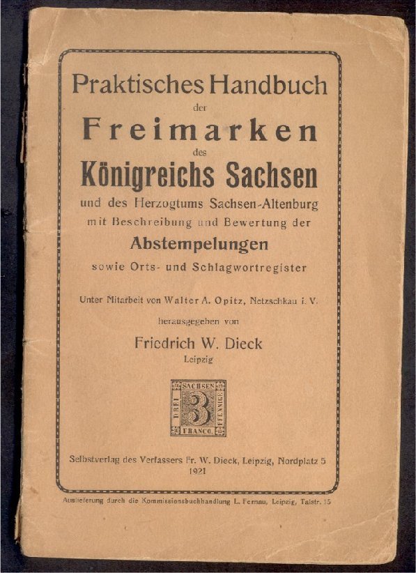 PRAKTISCHES HANDBUCH DER Freimarken Des Königreichs Sachsen - Autres & Non Classés