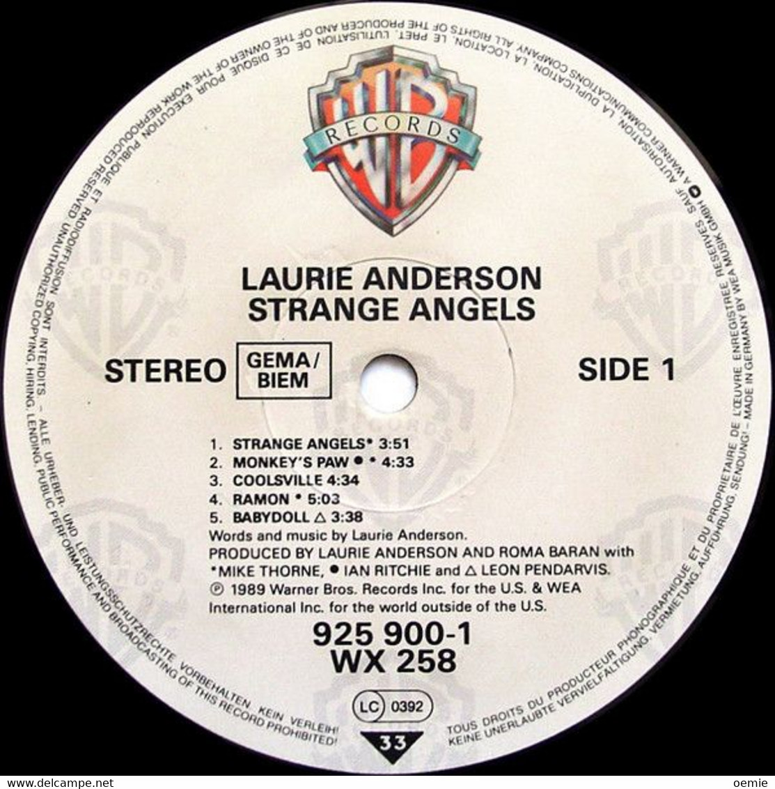 LAURIE ANDERSON / STRANGE ANGELS - Autres - Musique Anglaise