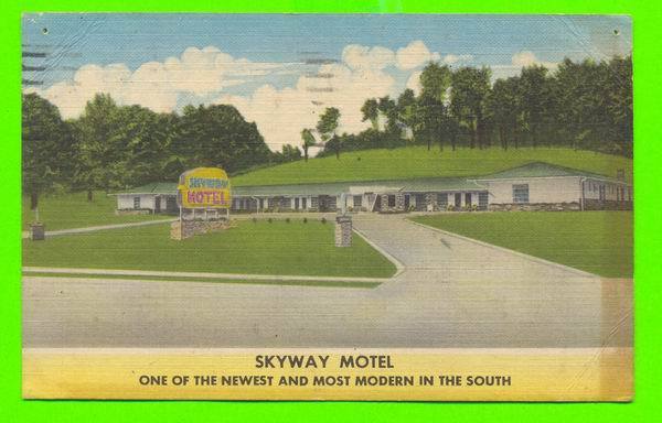 ASHEVILLE,NC - SKYWAY MOTEL - CARD TRAVEL IN 1954 - FLEMING CALENDAR CO - - Asheville