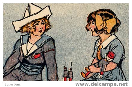 FILLETTES En UNIFORMES Et JOUETS / SOLDATS DE PLOMB -  F. FABIANO, 1915 - TRÈS BELLE ILLUSTRATION ! (x-794) - Fabiano