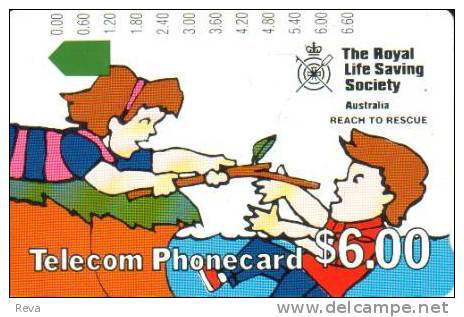 AUSTRALIA $6   FIRST TRIAL CARD GEELONG 1989 CARTOON  GIRL RESCUING BOY  MINT SPECIAL !!!  AUS-003 READ DESCRIPTION !! - Australië