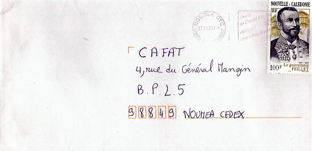 G400 - Nle Calédonie : Gouverneur Feillet Sur Lettre Oblitérée à Noumea En 2004 - Lettres & Documents