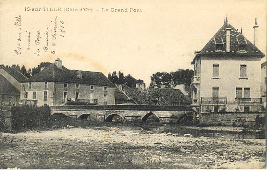 21 - COTE D´OR - IS SUR TILLE - LE GRAND PONT - CARTE POSTEE EN 1916 - Is Sur Tille