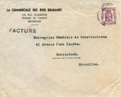 A0004 - Entier Postal - Lettre à Entête Publicitaire Cob 714 - La Commerciale Des Bois Brabandt - Autres & Non Classés