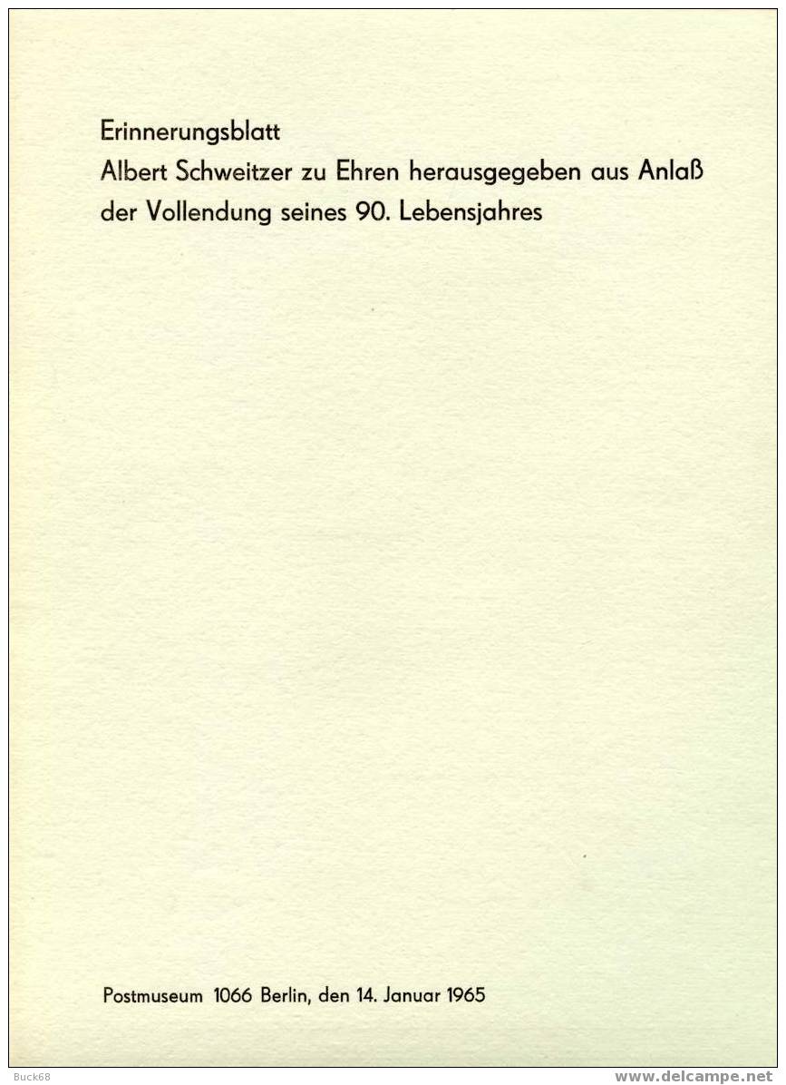 ALLEMAGNE GERMANY RDA DDR  783 à 785 MNH FDC Premier Jour Albert SCHWEITZER Nobel Paix : LETTRE SIGNEE SIGNED - Albert Schweitzer