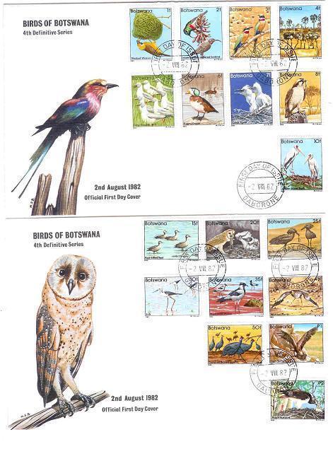 BOTSWANA 1982 2 X FDC Birds 299-316 #702 - Botswana (1966-...)