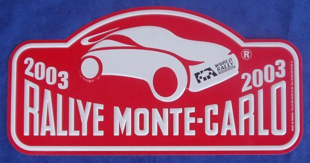 Plaque Rallye "MONTE CARLO" 2003 Rally Plate - Rallye (Rally) Plates