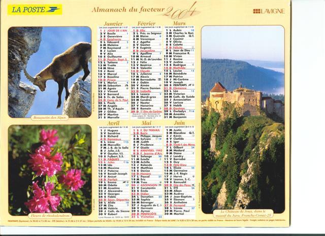 Calendrier Almanach Du Facteur 2004 Faune Aigle Bouquetin Flore - Tamaño Grande : 2001-...