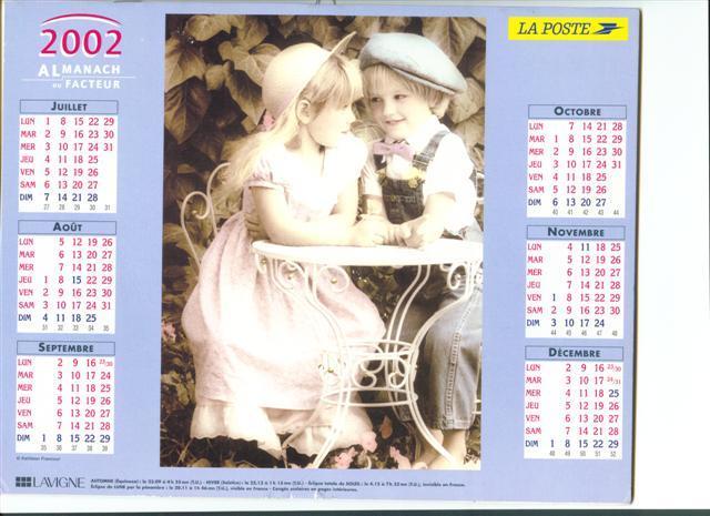 Calendrier Almanach Du Facteur 2002 Enfants En Costume De Mariés - Tamaño Grande : 2001-...