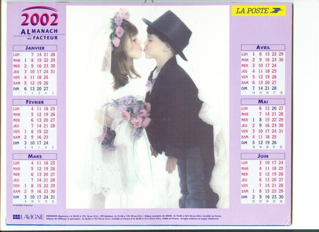 Calendrier Almanach Du Facteur 2002 Enfants En Costume De Mariés - Tamaño Grande : 2001-...