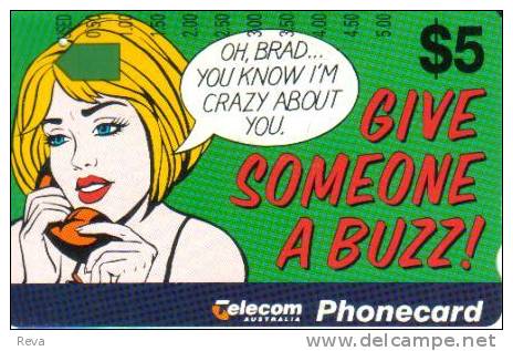 AUSTRALIA $5  BEAUTIFUL WOMAN  AD  MAKING  PHONECALLS  CARTOON  AUS-270  SPECIAL PRICE !! READ DESCRIPTION !! - Australië