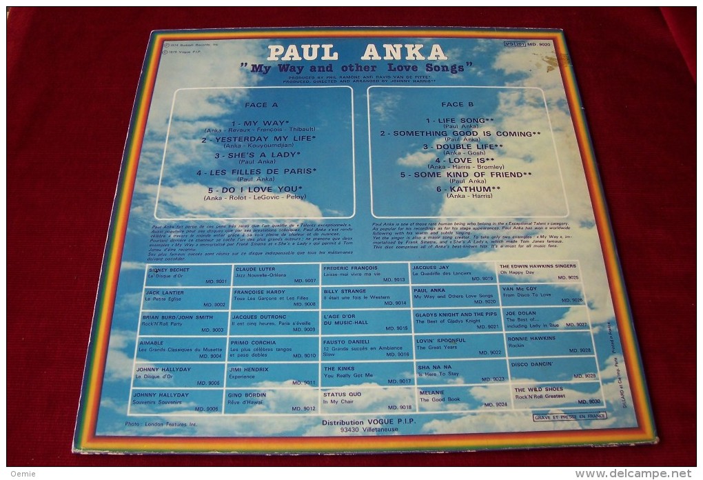 PAUL ANKA    °°°  MY WAYAND OTHER LOVE SONGS  ° VINYLE JAUNE - Autres - Musique Anglaise