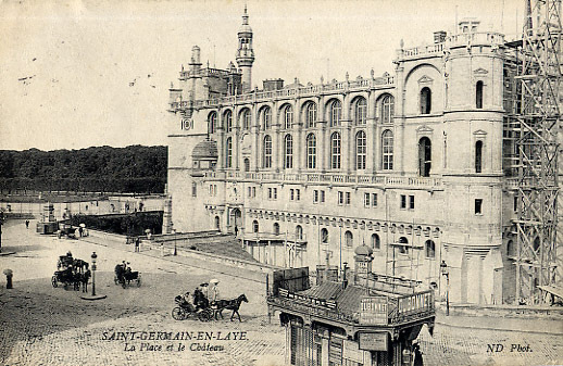 78 - YVELINES - SAINT GERMAIN EN LAYE - CHATEAU - ECHAFAUDAGE - ATTELAGES - KIOSQUE - PUB DUBONNET - CARTE ANIMEE - St. Germain En Laye (Kasteel)